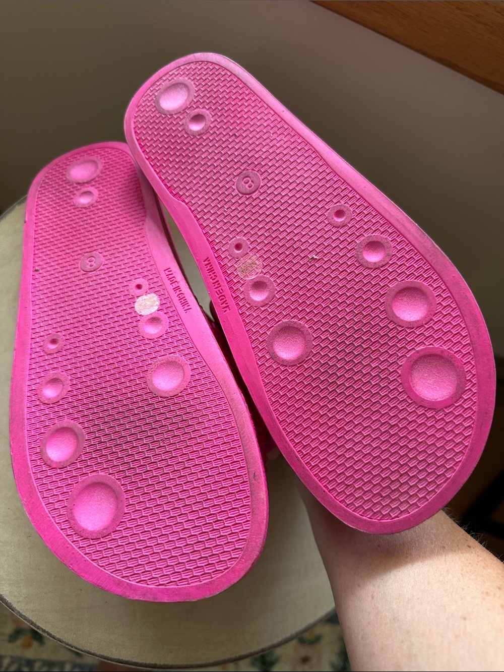 Hot Pink Rhinestone Bow Slide Sandals - Picture 2 of 2